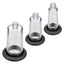 Boy Toy Pump Kit's three clear glass cones with black bases on a white background