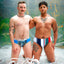 Cake Bandit Swim Briefs  –  Black, Watermelon, & Vertical Stripes