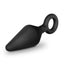 Silicone Loop Plug Black Small lying on side on loop on white background