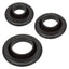 Three black silicone washers of the Toy Boy Pump Kit on a white background