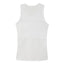 Back view of white long tank binder on white background.