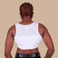 A black person wearing White Short Tank Binder back view.