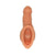 An image of a stand-to-pee device made of flesh-colored silicone, showing the device from multiple angles with dimensions marked.