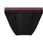 Black Cake Bandit Sport Briefs front view. black waistband with 3 thin stripes red, white and red near the top of waistband no cake bandit logo.