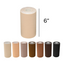 A variety of skin-toned binding tapes displayed next to a roll marked 6 inches, indicating its width.