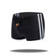 Cake Bandit Black Swim Trunks with white stripes and black and orange drawstring cap