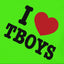 close up of the I love t boys mark