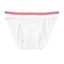 athletic jock style packing briefs with full back coverage and stripe waistband. White Front