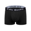 black Cake Bandit 3" Boxer Briefs with new old english logo in white on black waistband on white background