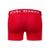 Back view of the red Cake Bandit 6" striped boxer briefs