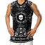 Black Cake Bandit banana print tank top front on peson