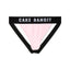 A pink Cake Bandit flat front jockstrap with the brand name displayed on the front.
