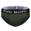 Green men's packing underwear front view with 'Cake Bandit' waistband on a white background 