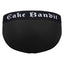 Black packing underwear with 'Cake Bandit' waistband on a white background back