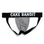 Gray Jockstrap with 'Cake Bandit' text on a white background