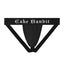 Black Jockstrap with 'Cake Bandit' text on a white background