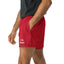 Red with white stripe Cake Bandit Wrestling athletic shorts side view on person