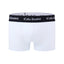White Flat Front boxers, front view.
