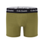 Front view of the Cake Bandit 6" packing boxer briefs, olive color with black waistband with white logo lettering