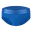 A pair of monochrome electric blue briefs with a matching elastic waistband featuring the embossed brand name 'Cake Bandit' front view.