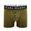 Cake Bandit Olive STP 3" Boxer Briefs front view with 2 buttons to open for use