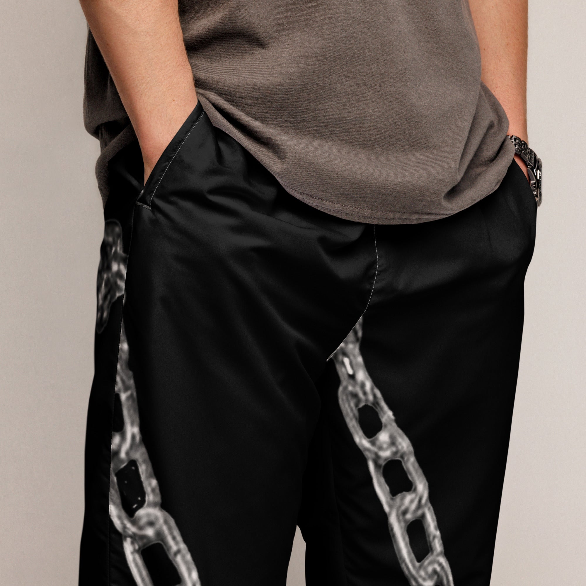 Chain Harness Black Nylon Track Pants – TG Supply