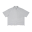 Grey and white checkered - Distressed Uhaul button down shirt with frayed edges front view