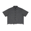 Black and white checkered - Distressed Uhaul button down shirt with frayed edges front view