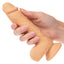 dual density silicone pleasure toy dildo in hand for size