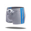 Cake Bandit Swim Trunks with blue stripes and black and white drawstring caps