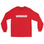 Red long sleeve shirt with "Loverboy" in white text