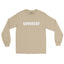 Tan long sleeve shirt with "Loverboy" in white text