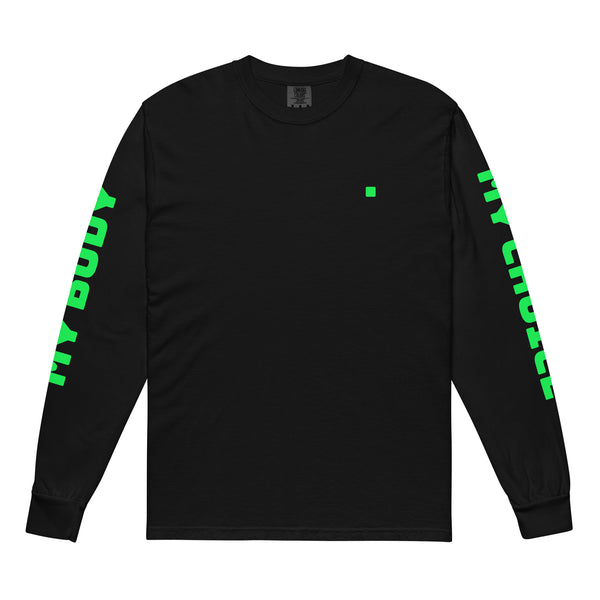 Black long sleeve my body my choice t-shirt with a period on chest