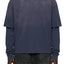 Navy both / and short and long sleeve vintage washed tee front on person