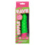 Green and pink Rave Ripple vibrator in packaging on a white background