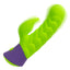Green and purple silicone tool on a white background
