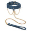 Ride ’Em Denim Collar with Leash – soft indigo and rose gold restraint set