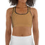 Black Person in the caramel colored Sports Bro Sports Binder  with a racerback design and a scoop neckline.