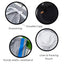 circles with details of the packing pouch and drawstring for the Cake Bandit packin swim trunks with stripes