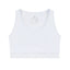 Front view of the white cotton short tank binder for trans men, trans mascs, butches, mascs, and non-binary people