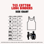 Size chart graphic for TGS cotton long binders, showing a size table from S to 4XL with chest and length measurements, plus a simple line drawing of a tank top and sizing icons on a light beige background. With an illustration of how to measure a binder at the fullest part of the chest.