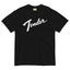Black t-shirt with 'Fender' logo on a white background