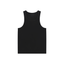 Black Binder Break ribbed tank top front view, fitted, with no logo