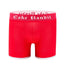 Red boxer briefs with white waistband featuring 'Cake Bandit' text on a white background