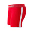 Red Cake Bandit Shorts with a white stripe and 'Cake Bandit' logo on the red waistband on a white background