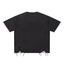 Black Get Shredded snow washed boxy t-shirt back view with a ripped raw hem