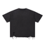 Black Get Shredded snow washed boxy t-shirt front view with a ripped raw hem and no logo