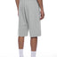 Long grey Hunky heavyweight shorts with raw hems back view on a person who is 5'6"
