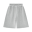 Heather grey HUNKY heavyweight raw edge cotton shorts, loose fit with drawstring waist, trans masc clothing from TGS - front view