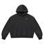 	
HUNKY vintage wash boxy fleece hoodie in black, oversized fit with dropped shoulders, trans masc clothing from TGS